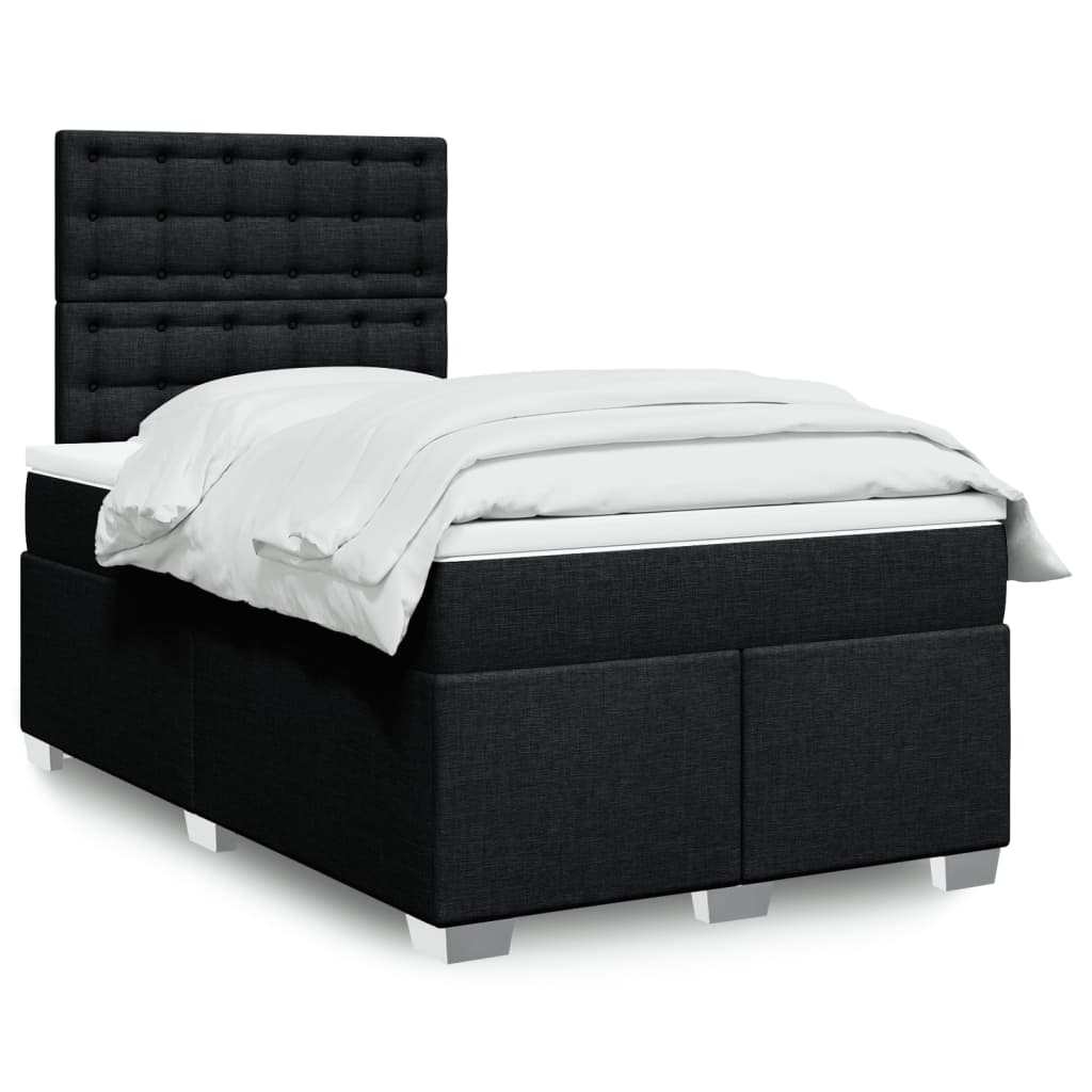 Κρεβάτι Boxspring με Στρώμα Μαύρο 120x190 εκ. Υφασμάτινο - Pakobazaar