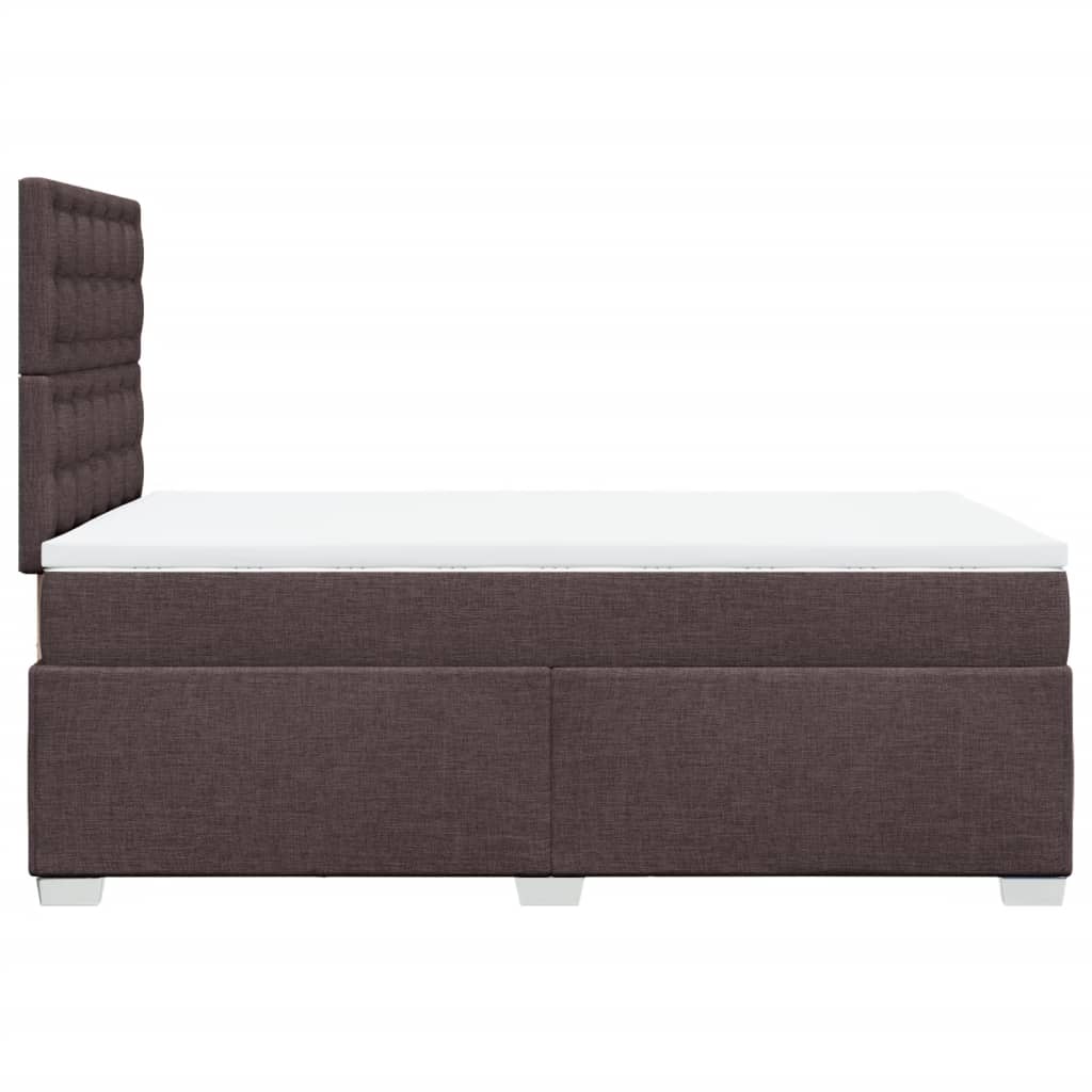 Κρεβάτι Boxspring με Στρώμα Σκούρο Καφέ 120x190 εκ Υφασμάτινο