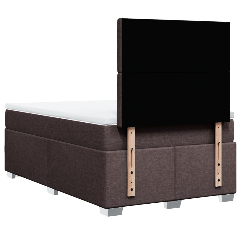 Κρεβάτι Boxspring με Στρώμα Σκούρο Καφέ 120x190 εκ Υφασμάτινο