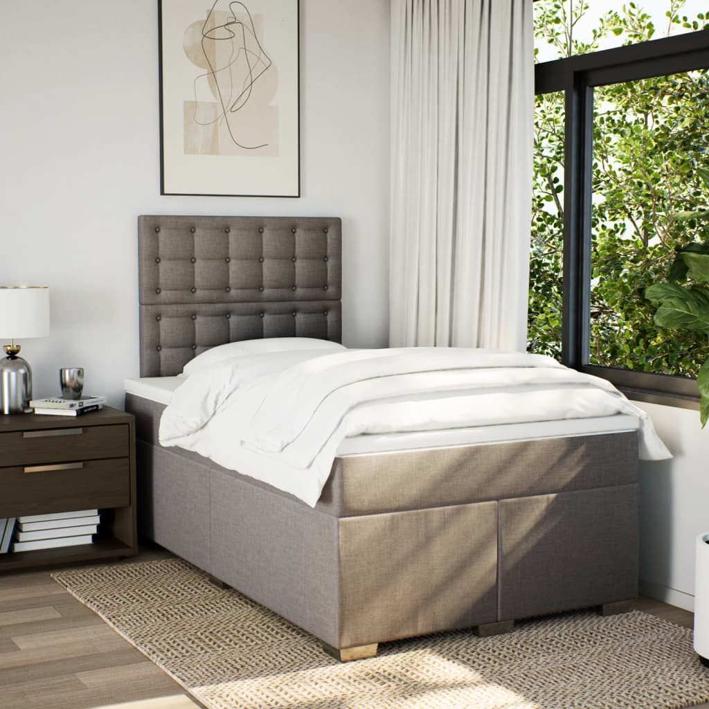 Κρεβάτι Boxspring με Στρώμα Taupe 120x190 εκ. Υφασμάτινο - Pakobazaar