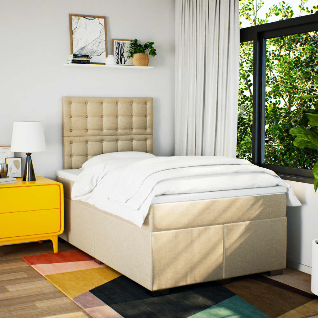 Κρεβάτι Boxspring με Στρώμα Κρεμ 120x190 εκ. Υφασμάτινο