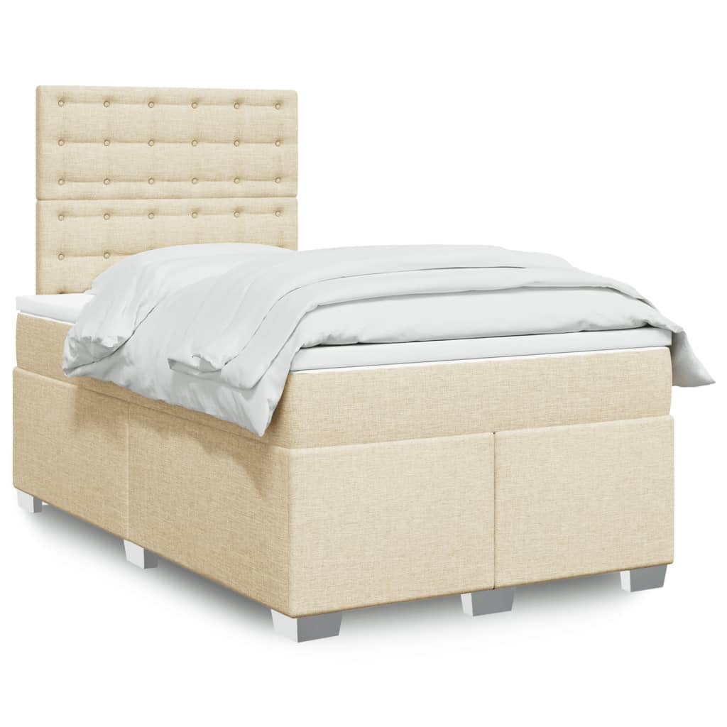 Κρεβάτι Boxspring με Στρώμα Κρεμ 120x190 εκ. Υφασμάτινο