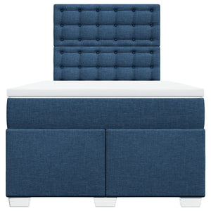 Κρεβάτι Boxspring με Στρώμα Μπλε 120x190 εκ. Υφασμάτινο - Pakobazaar