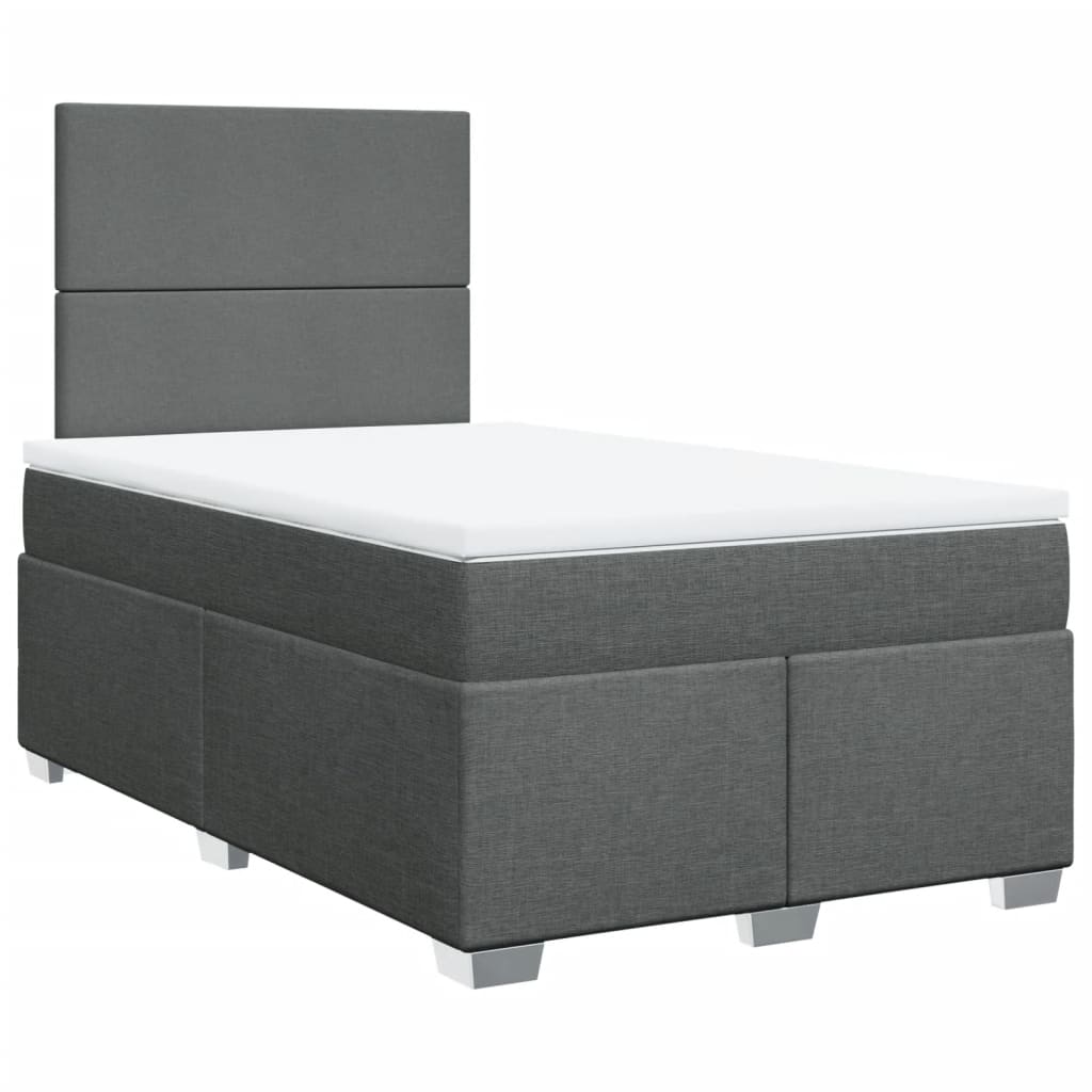 Κρεβάτι Boxspring με Στρώμα Σκούρο Γκρι 120x200 εκ. Υφασμάτινο - Pakobazaar