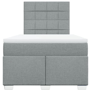 Κρεβάτι Boxspring με Στρώμα Ανοιχτό Γκρι 120x200 εκ. Υφασμάτινο - Pakobazaar
