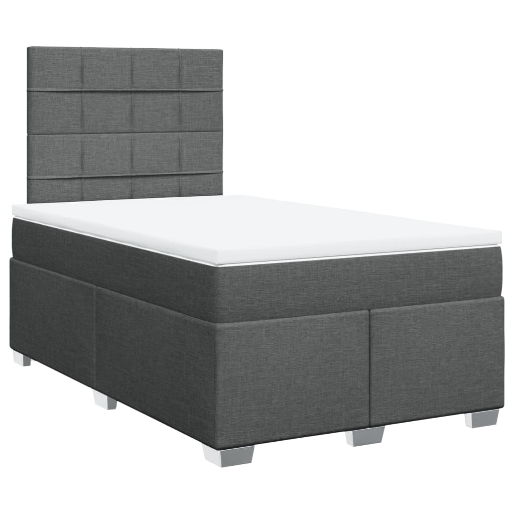 Κρεβάτι Boxspring με Στρώμα Σκούρο Γκρι 120x200 εκ. Υφασμάτινο - Pakobazaar