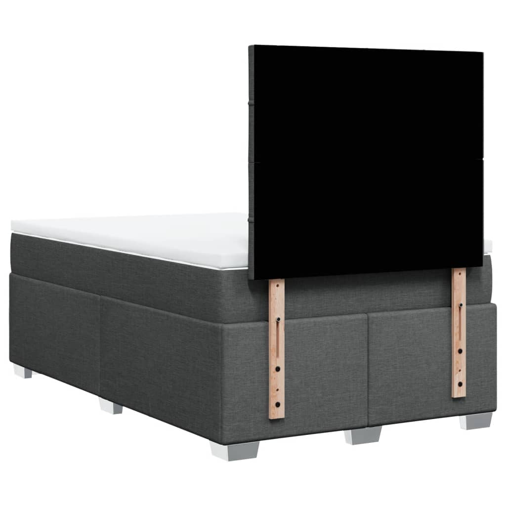 Κρεβάτι Boxspring με Στρώμα Σκούρο Γκρι 120x200 εκ. Υφασμάτινο - Pakobazaar