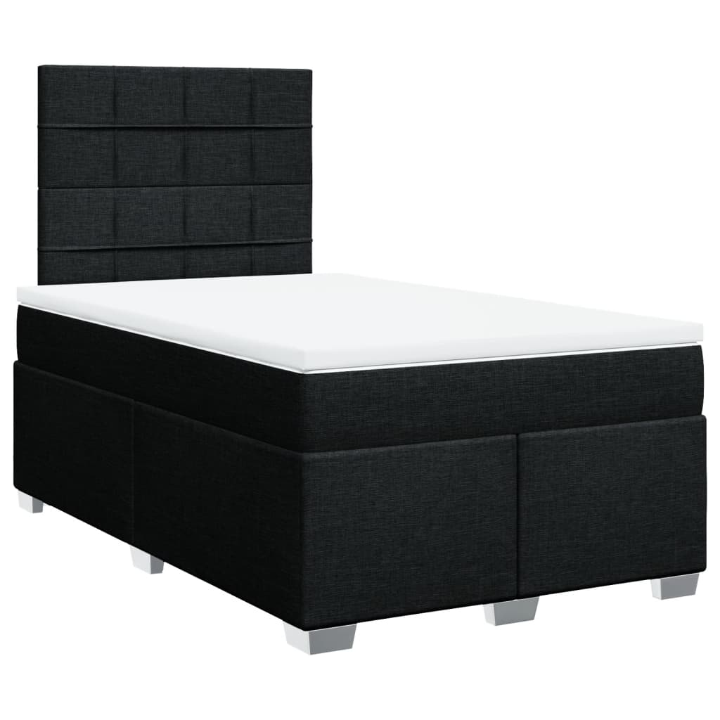 Κρεβάτι Boxspring με Στρώμα Μαύρο 120x200 εκ. Υφασμάτινο - Pakobazaar