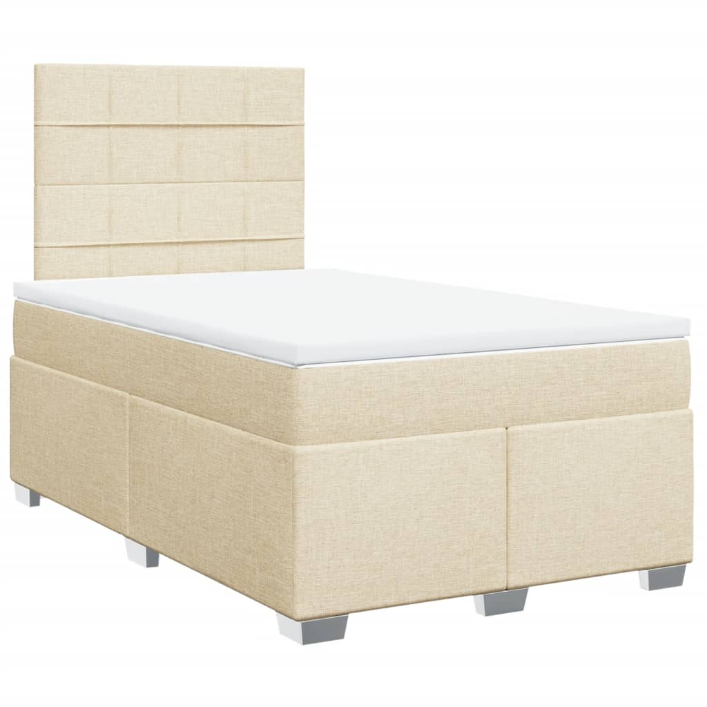 Κρεβάτι Boxspring με Στρώμα Κρεμ 120x200 εκ. Υφασμάτινο - Pakobazaar