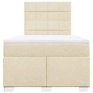 Κρεβάτι Boxspring με Στρώμα Κρεμ 120x200 εκ. Υφασμάτινο - Pakobazaar