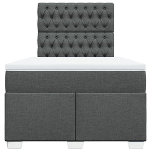 Κρεβάτι Boxspring με Στρώμα Σκούρο Γκρι 120x200 εκ. Υφασμάτινο - Pakobazaar