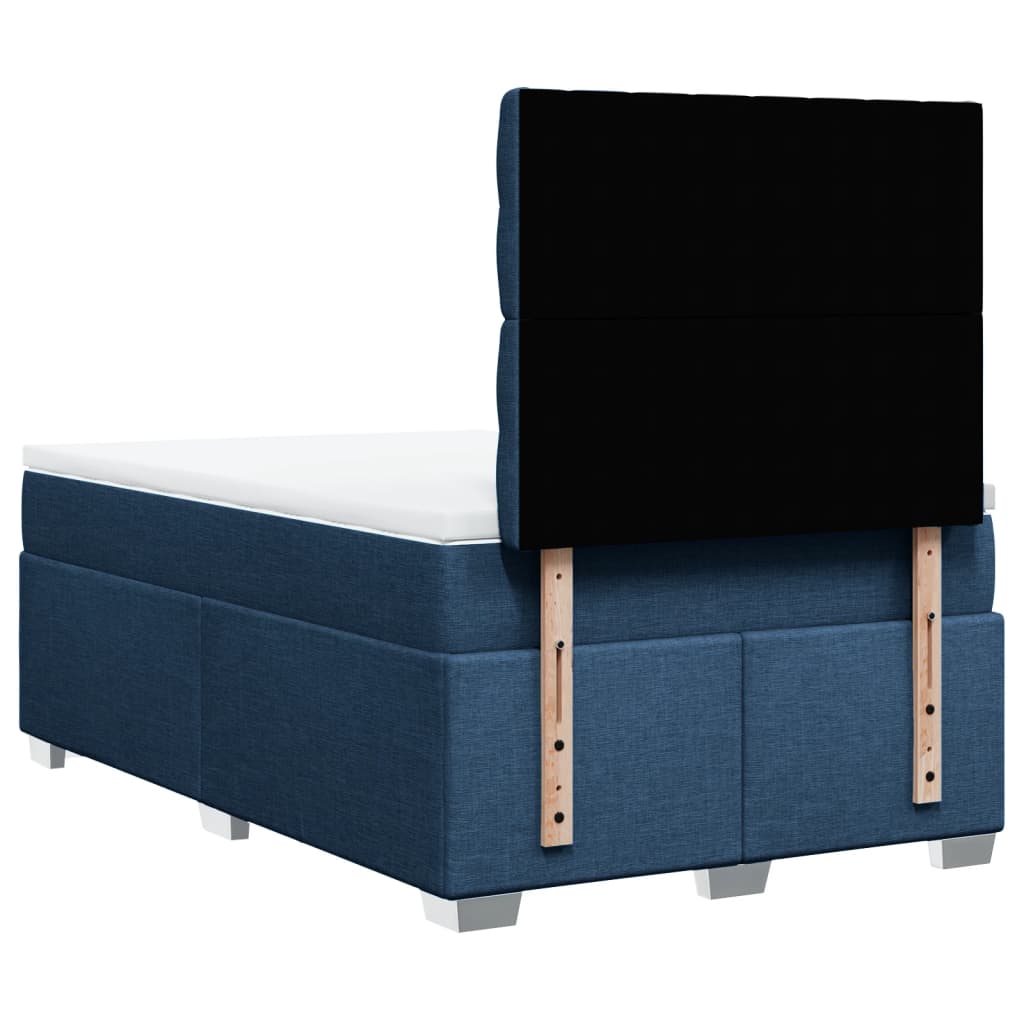 Κρεβάτι Boxspring με Στρώμα Μπλε 120x200 εκ. Υφασμάτινο