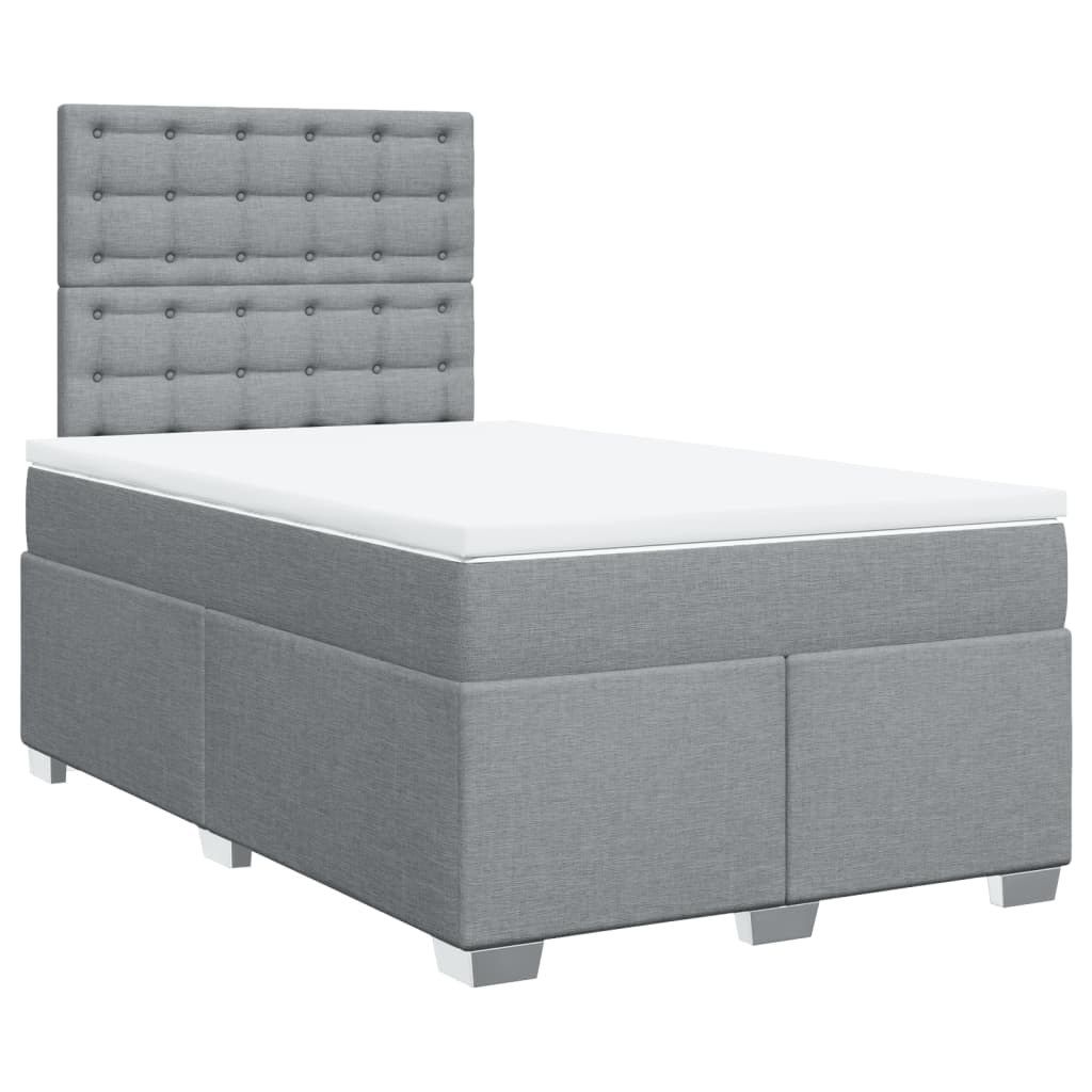 Κρεβάτι Boxspring με Στρώμα Ανοιχτό Γκρι 120x200 εκ. Υφασμάτινο - Pakobazaar
