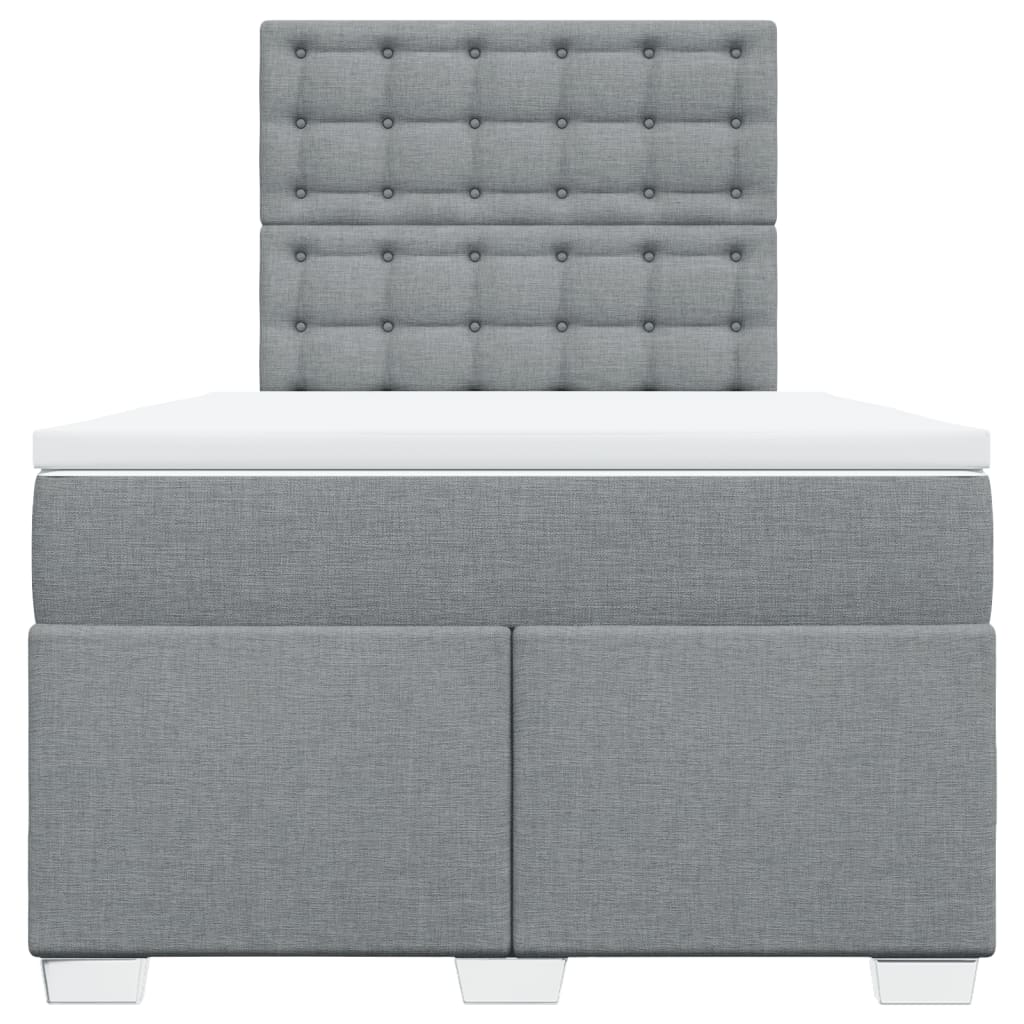 Κρεβάτι Boxspring με Στρώμα Ανοιχτό Γκρι 120x200 εκ. Υφασμάτινο - Pakobazaar