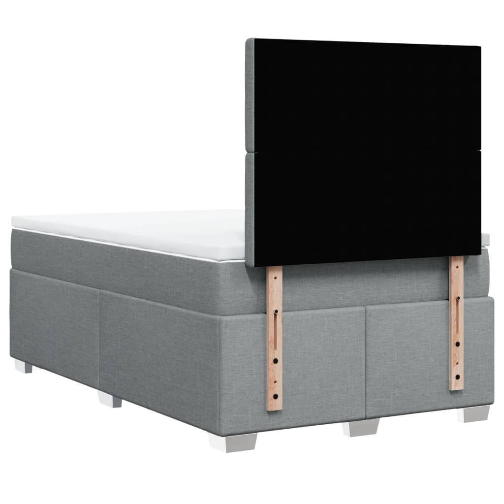 Κρεβάτι Boxspring με Στρώμα Ανοιχτό Γκρι 120x200 εκ. Υφασμάτινο - Pakobazaar