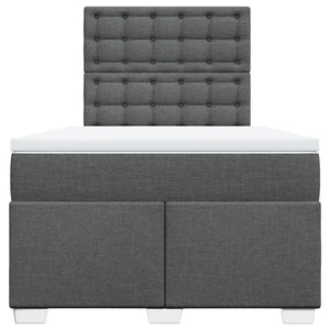 Κρεβάτι Boxspring με Στρώμα Σκούρο Γκρι 120x200 εκ. Υφασμάτινο - Pakobazaar
