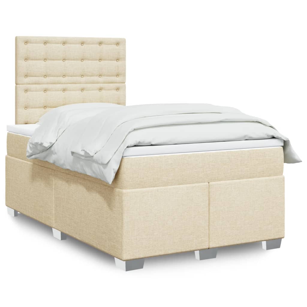 Κρεβάτι Boxspring με Στρώμα Κρεμ 120x200 εκ. Υφασμάτινο