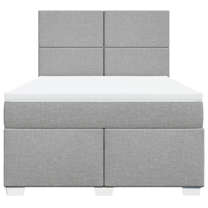 Κρεβάτι Boxspring με Στρώμα Ανοιχτό Γκρι 140x190 εκ. Υφασμάτινο