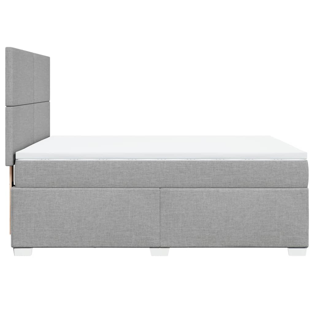 Κρεβάτι Boxspring με Στρώμα Ανοιχτό Γκρι 140x190 εκ. Υφασμάτινο