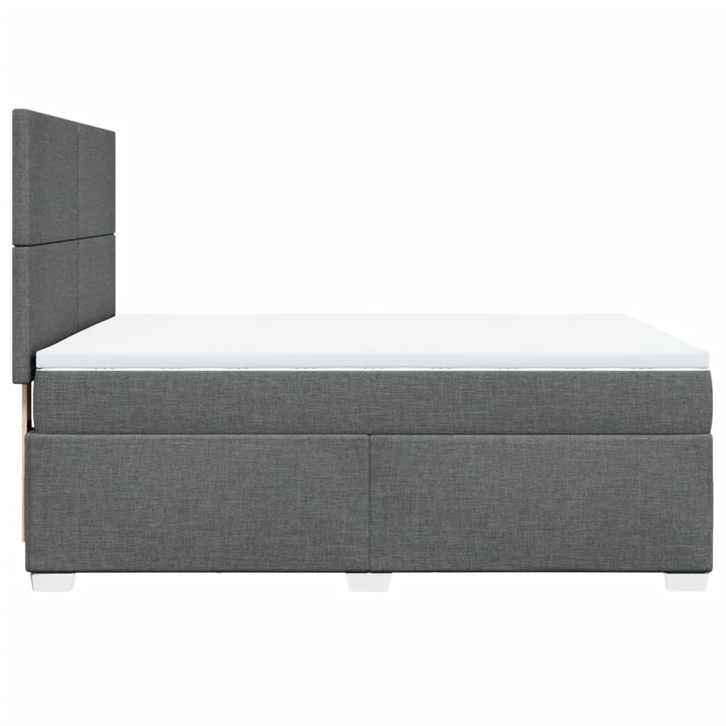 Κρεβάτι Boxspring με Στρώμα Σκούρο Γκρι 140x190 εκ. Υφασμάτινο - Pakobazaar