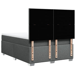 Κρεβάτι Boxspring με Στρώμα Σκούρο Γκρι 140x190 εκ. Υφασμάτινο - Pakobazaar