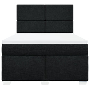 Κρεβάτι Boxspring με Στρώμα Μαύρο 140x190 εκ. Υφασμάτινο - Pakobazaar