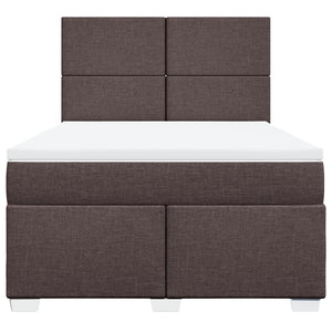 Κρεβάτι Boxspring με Στρώμα Σκούρο Καφέ 140x190 εκ. Υφασμάτινο