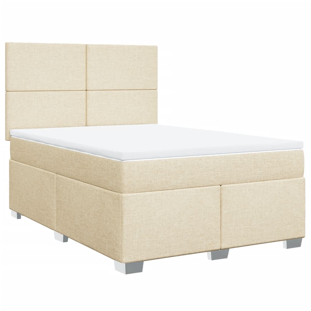 Κρεβάτι Boxspring με Στρώμα Κρεμ 140x190 εκ. Υφασμάτινο - Pakobazaar