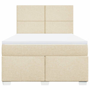 Κρεβάτι Boxspring με Στρώμα Κρεμ 140x190 εκ. Υφασμάτινο - Pakobazaar
