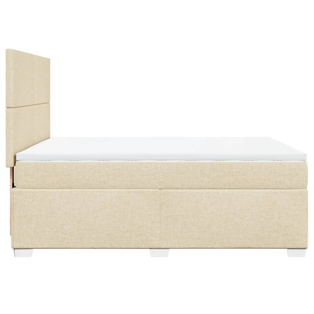 Κρεβάτι Boxspring με Στρώμα Κρεμ 140x190 εκ. Υφασμάτινο - Pakobazaar