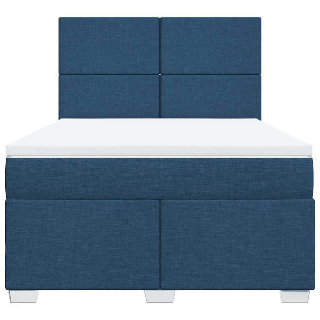 Κρεβάτι Boxspring με Στρώμα Μπλε 140x190 εκ. Υφασμάτινο