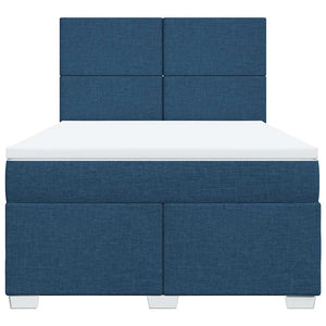 Κρεβάτι Boxspring με Στρώμα Μπλε 140x190 εκ. Υφασμάτινο