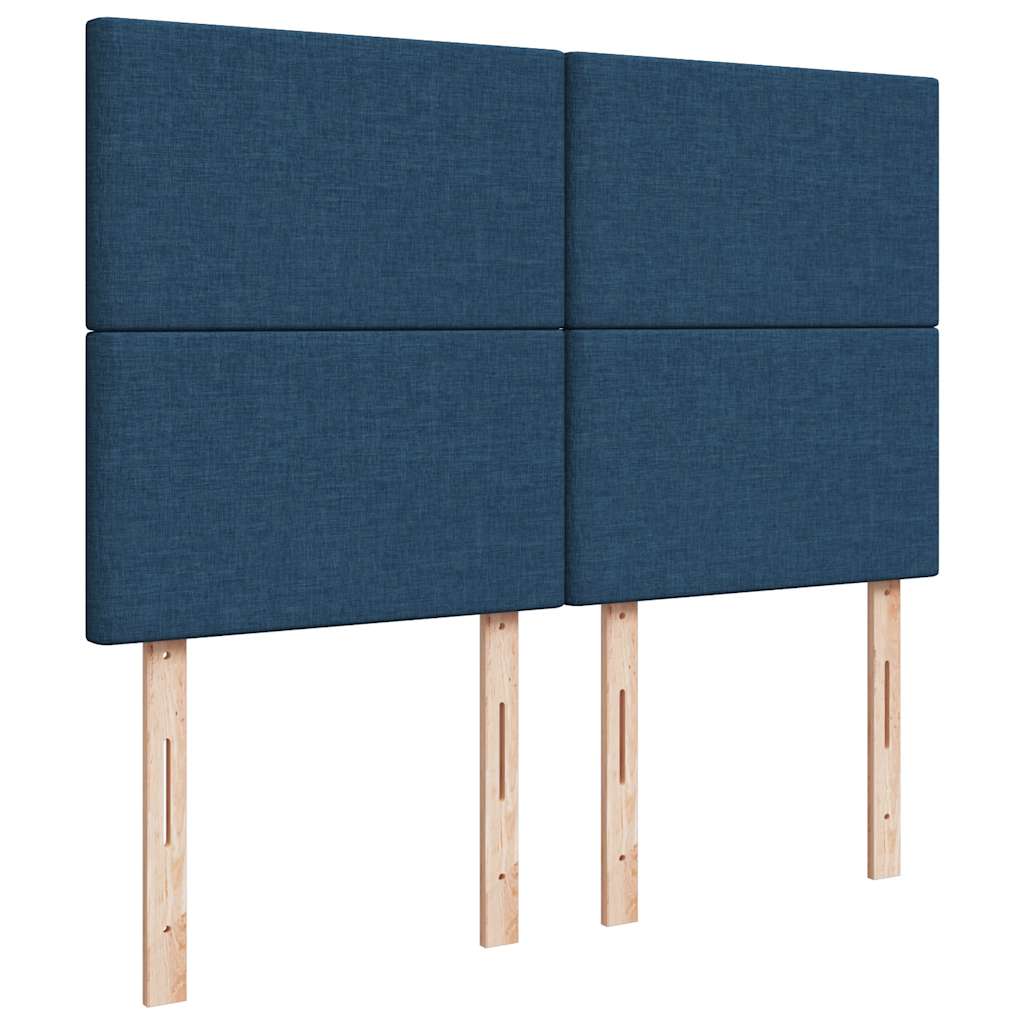 Κρεβάτι Boxspring με Στρώμα Μπλε 140x190 εκ. Υφασμάτινο