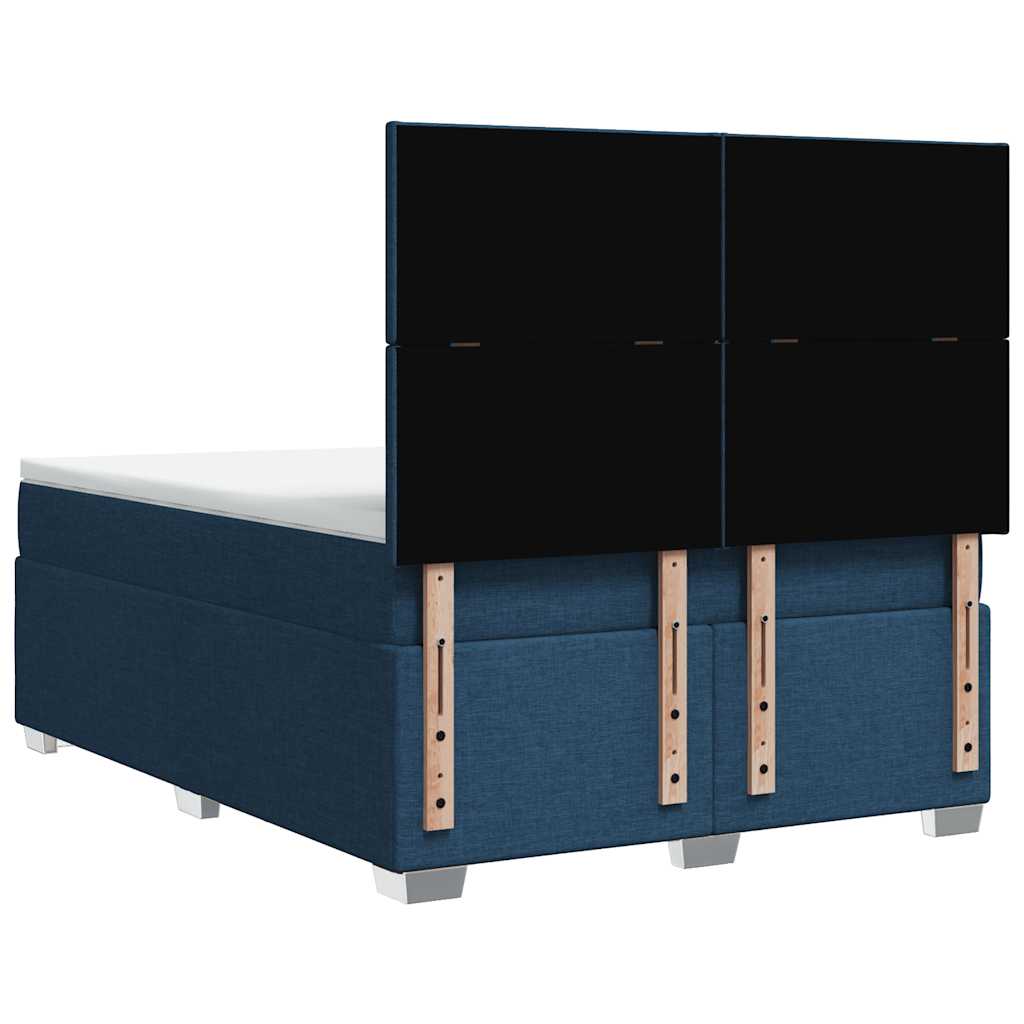 Κρεβάτι Boxspring με Στρώμα Μπλε 140x190 εκ. Υφασμάτινο