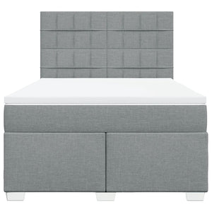 Κρεβάτι Boxspring με Στρώμα Ανοιχτό Γκρι 140x190 εκ. Υφασμάτινο - Pakobazaar