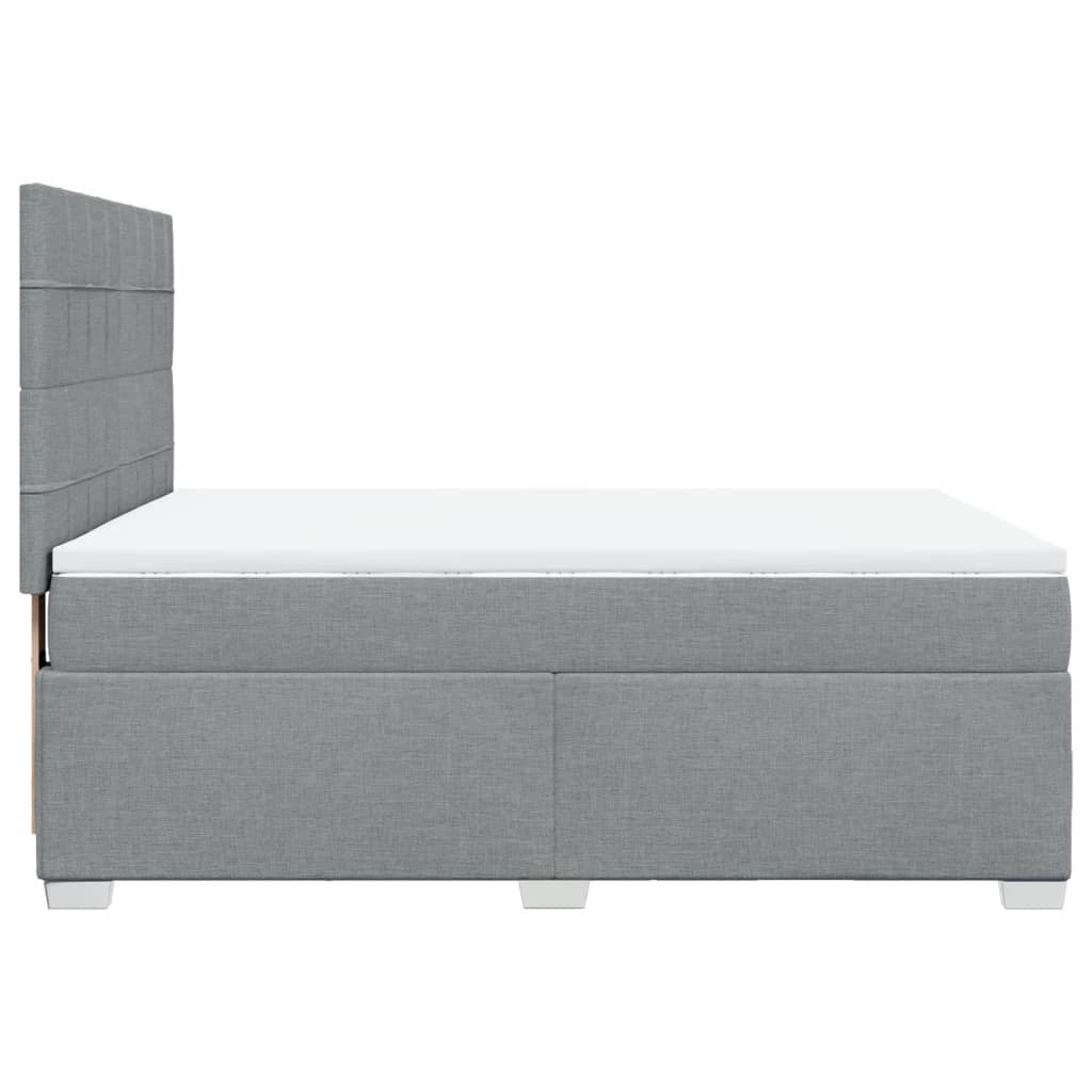 Κρεβάτι Boxspring με Στρώμα Ανοιχτό Γκρι 140x190 εκ. Υφασμάτινο - Pakobazaar
