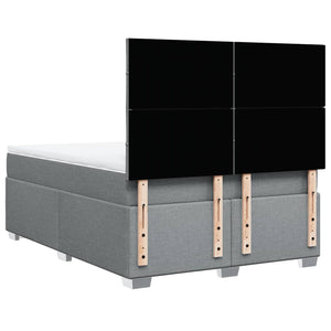 Κρεβάτι Boxspring με Στρώμα Ανοιχτό Γκρι 140x190 εκ. Υφασμάτινο - Pakobazaar