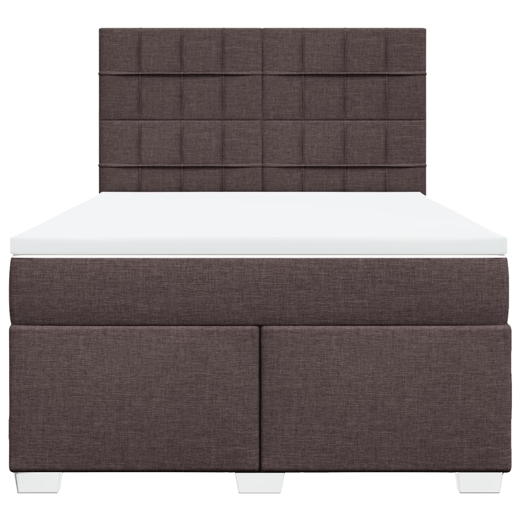 Κρεβάτι Boxspring με Στρώμα Σκούρο Καφέ 140x190 εκ. Υφασμάτινο