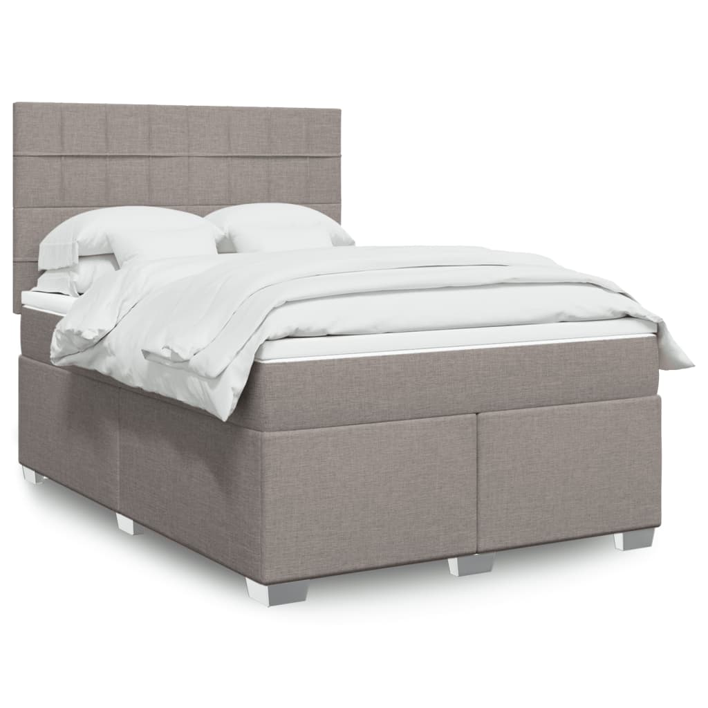 Κρεβάτι Boxspring με Στρώμα Taupe 140x190 εκ. Υφασμάτινο
