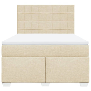 Κρεβάτι Boxspring με Στρώμα Κρεμ 140x190 εκ. Υφασμάτινο - Pakobazaar