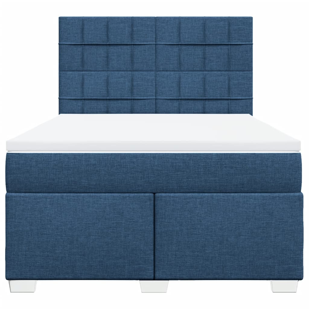 Κρεβάτι Boxspring με Στρώμα Μπλε 140x190 εκ. Υφασμάτινο - Pakobazaar