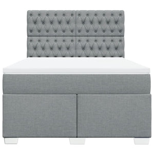 Κρεβάτι Boxspring με Στρώμα Ανοιχτό Γκρι 140x190 εκ. Υφασμάτινο - Pakobazaar