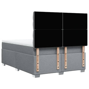Κρεβάτι Boxspring με Στρώμα Ανοιχτό Γκρι 140x190 εκ. Υφασμάτινο - Pakobazaar