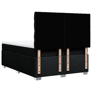 Κρεβάτι Boxspring με Στρώμα Μαύρο 140x190 εκ. Υφασμάτινο