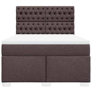 Κρεβάτι Boxspring με Στρώμα Σκούρο Καφέ 140x190 εκ. Υφασμάτινο