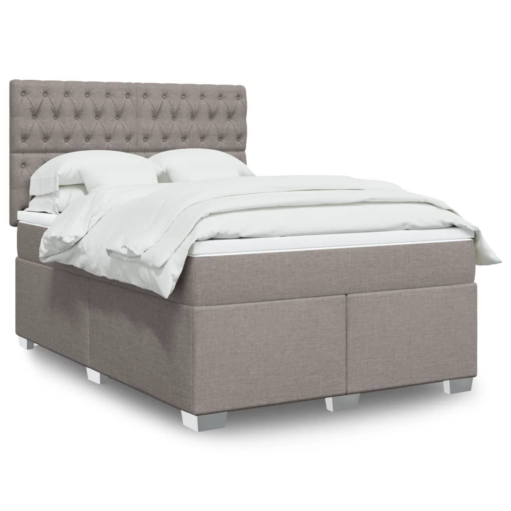 Κρεβάτι Boxspring με Στρώμα Taupe 140x190 εκ. Υφασμάτινο
