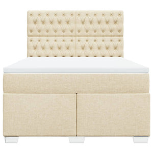 Κρεβάτι Boxspring με Στρώμα Κρεμ 140x190 εκ. Υφασμάτινο - Pakobazaar