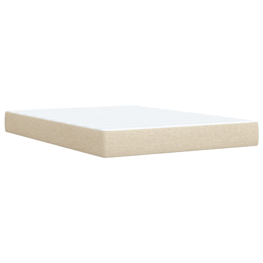 Κρεβάτι Boxspring με Στρώμα Κρεμ 140x190 εκ. Υφασμάτινο - Pakobazaar