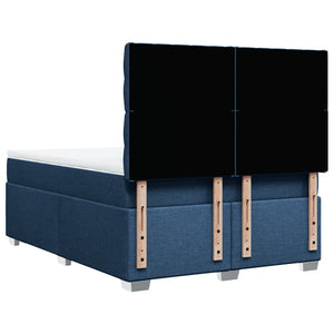 Κρεβάτι Boxspring με Στρώμα Μπλε 140x190 εκ. Υφασμάτινο