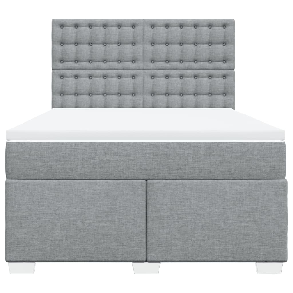 Κρεβάτι Boxspring με Στρώμα Ανοιχτό Γκρι 140x190 εκ. Υφασμάτινο
